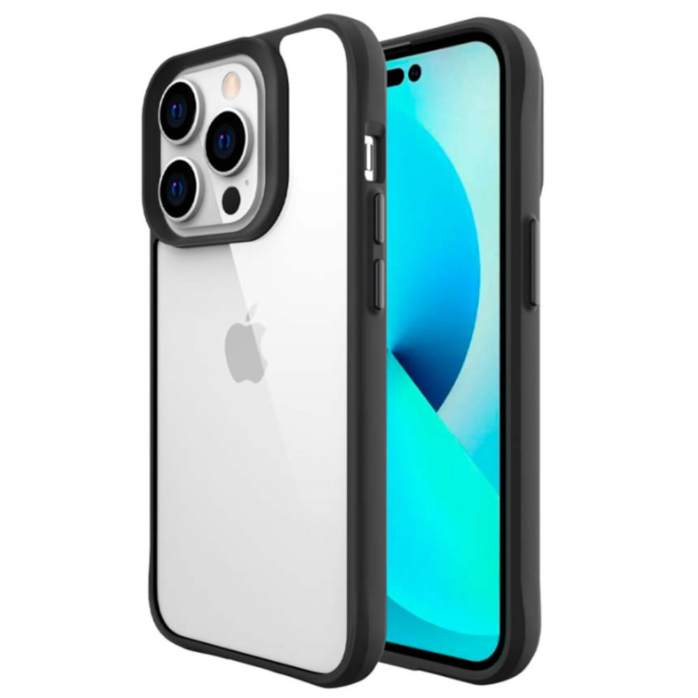 Clarity Case iWill para iPhone 14 Pro Transparente com Preto Capa